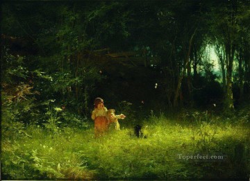 Bosque Painting - Los niños en el bosque 1887 Ivan Kramskoi bosque paisaje de árboles